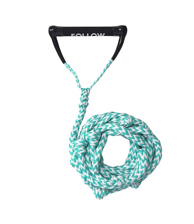 Follow Surf Package Teal - top view of the 24ft wakesurf rope and padded handle combo