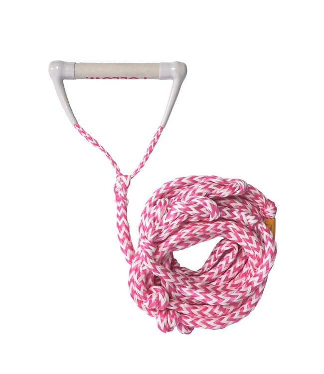Follow Surf Package Pink - top view of the 24ft wakesurf rope and padded handle combo