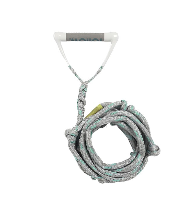 Follow Surf Package in Grey Teal - 24ft wakesurf rope and 10in suede grip handle with foam-filled floating bars