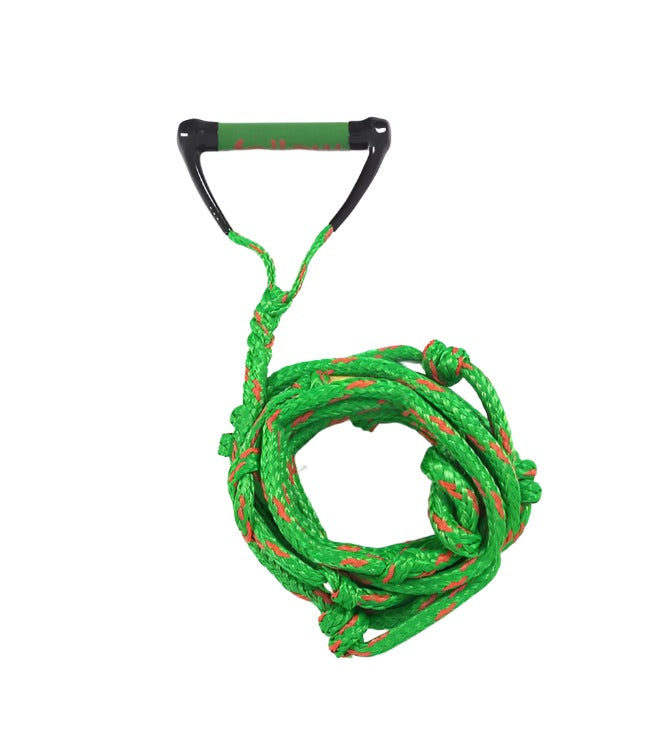 Follow Surf Package in Olive Orange - 24ft wakesurf rope and 10in suede grip handle with foam-filled floating bars