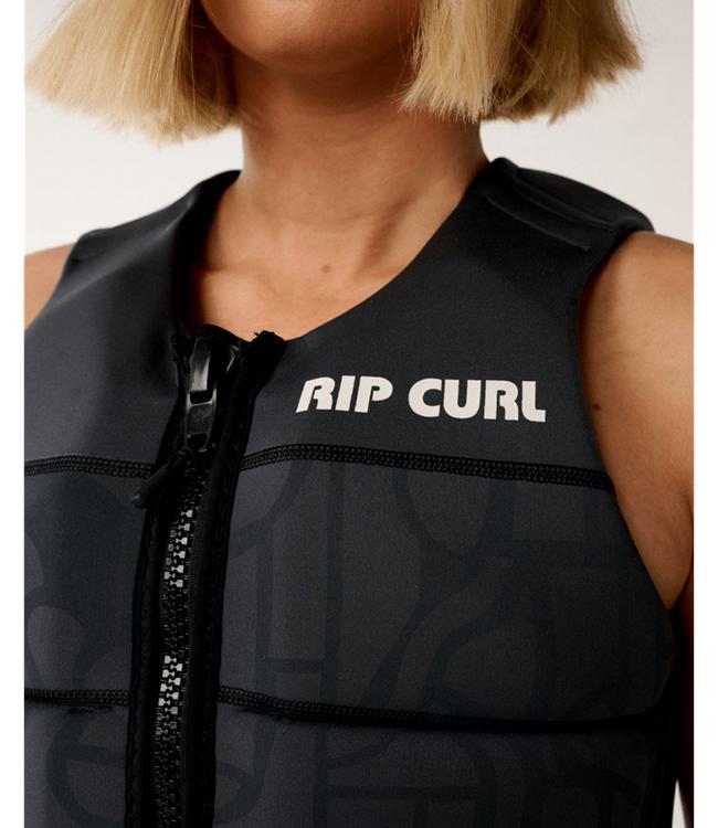 Rip Curl Dawn Patrol Washed Black Womens Life Vest - lifestyle angle showing vest on-body fit for wakeboarding