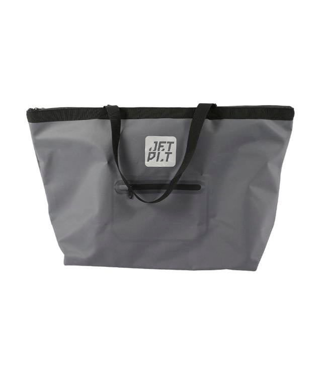 Jetpilot Venture 70L Charcoal Oversize Tote front view showing zipper closure and webbing handles