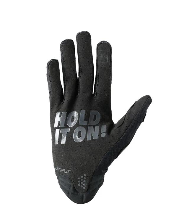 Jetpilot Vault Airlite Black Mens Jetski Gloves palm-up view showing grip pattern and cuff