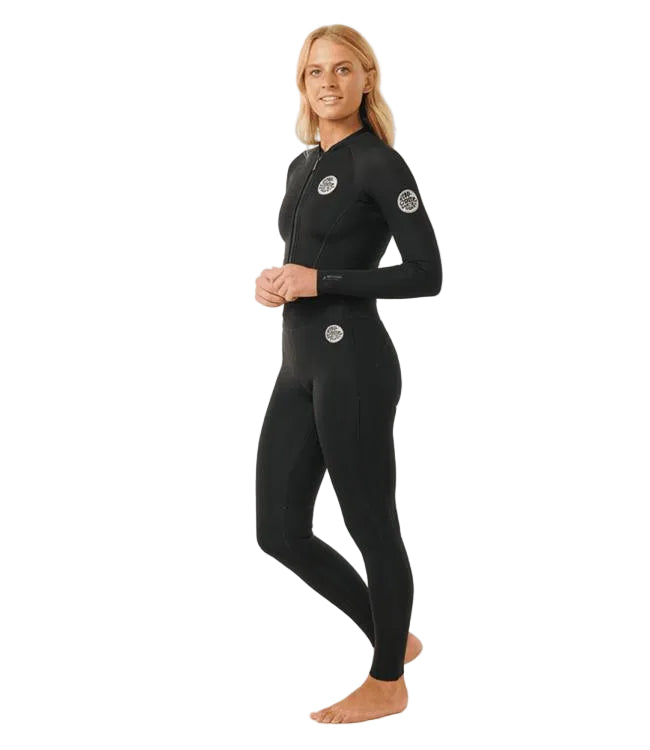 Rip Curl G-Bomb 1.5mm Black Womens Wetsuit Pant - front view showing full pant silhouette for wakeboarding and water skiing