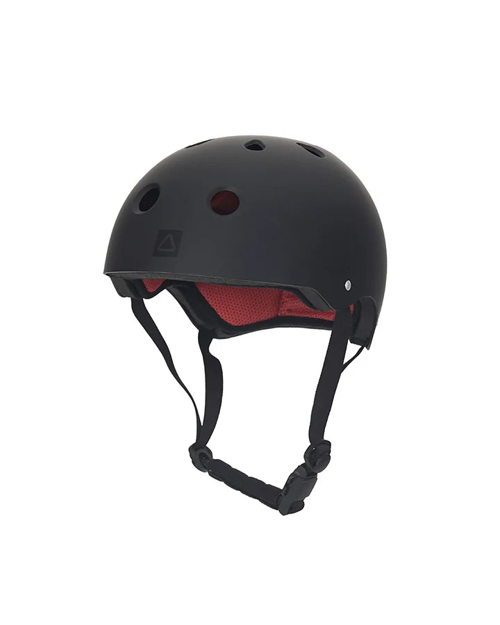 Follow Pro Wake Helmet Black - front view of the EVA wakeboard helmet with TrueFit liner