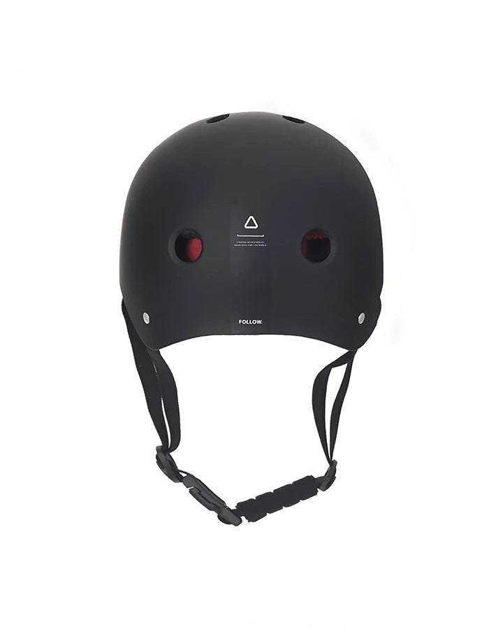 Follow Pro Wake Helmet Black - side view showing the low-profile wake helmet shell and vents