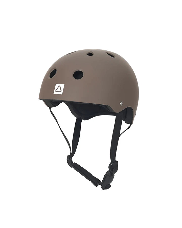 Follow Pro Wake Helmet Taupe - front view of the EVA wakeboard helmet with TrueFit liner