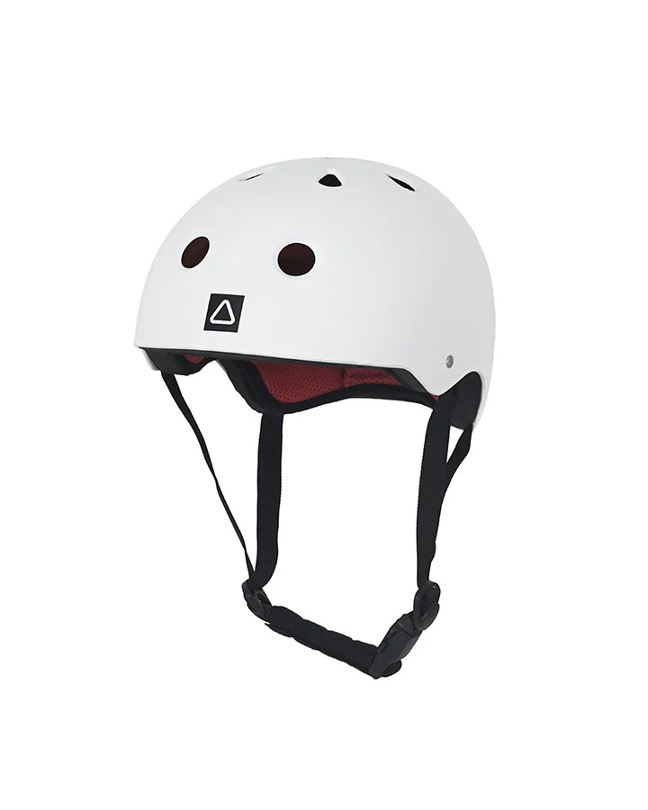Follow Pro Wake Helmet White - front view of the EVA wakeboard helmet with TrueFit liner