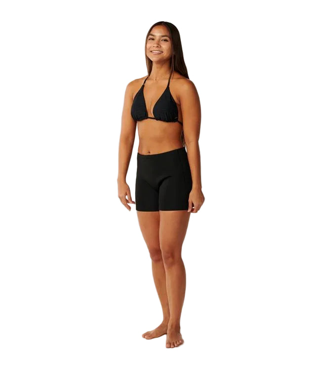 Rip Curl Dawn Patrol Black Womens Wetsuit Shorts - primary front view showing 8 inch mid-thigh length and 1.5mm neoprene