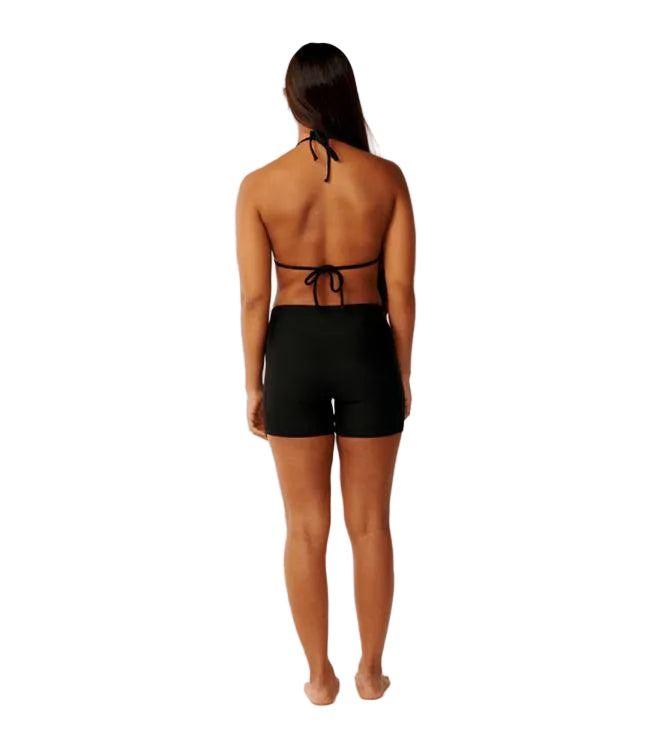 Rip Curl Dawn Patrol Black Womens Wetsuit Shorts - secondary view showing waistband fit for water skiing and wakeboarding