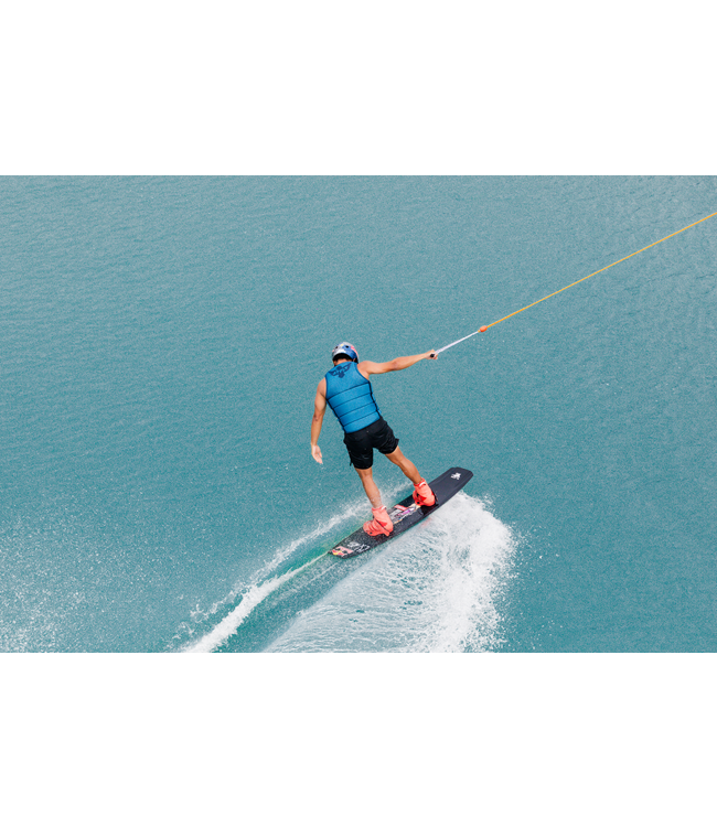 Jetpilot Raph X1 Deep Teal Mens Life Vest rider profile with vest fit through torso visible