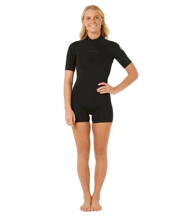 Rip Curl Dawn Patrol Black Womens Springsuit - alternate angle showing 2mm E4 neoprene body and short sleeve cut