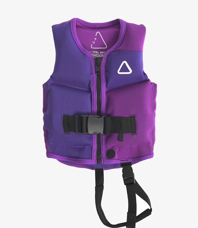 Follow Corp Infant Purple Life Vest for kids - front view of Level 50S certified buoyancy panels