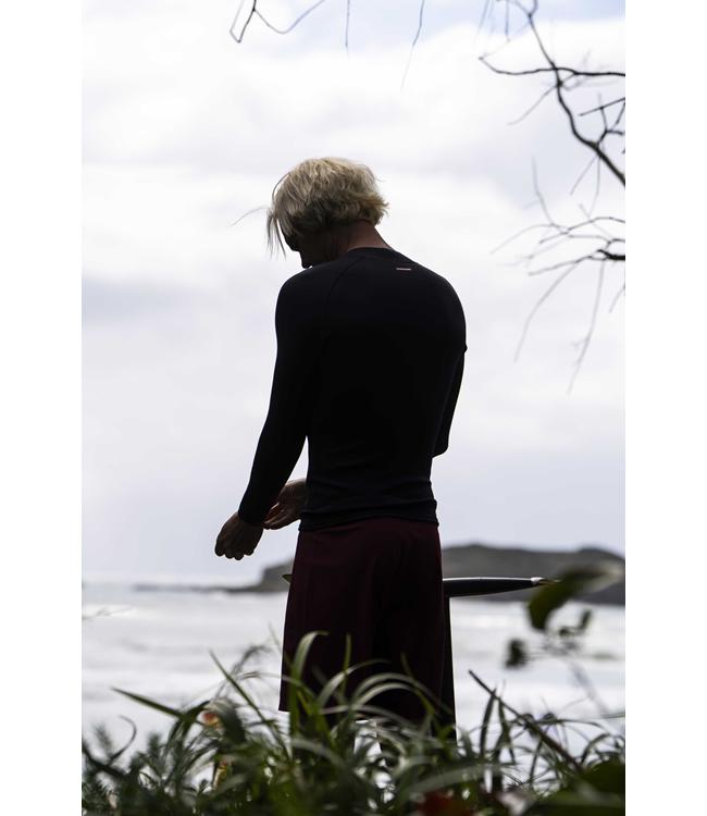 Follow P1 Mens 1mm Zip Thru Heater Top Black worn on the water for warmth between sets