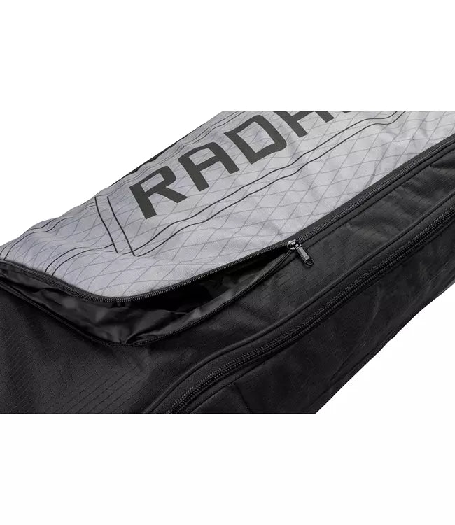 Radar Team Wheelie Ski Bag end view — oversized pockets for boots, vest, ropes, and gloves