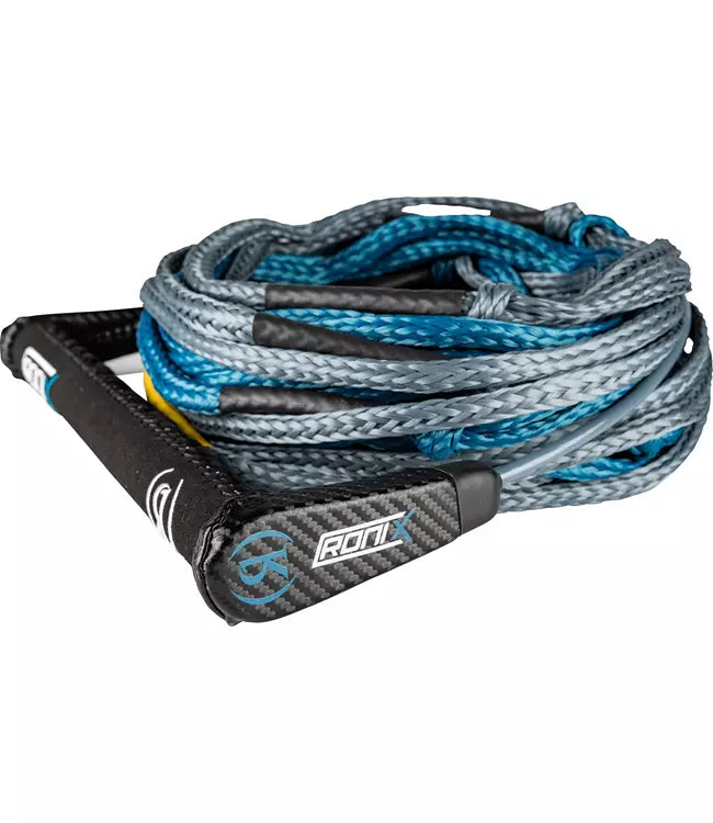 Ronix 727 Foil Rope and Handle - third angle showing silicone end cap and hide grip texture on the handle