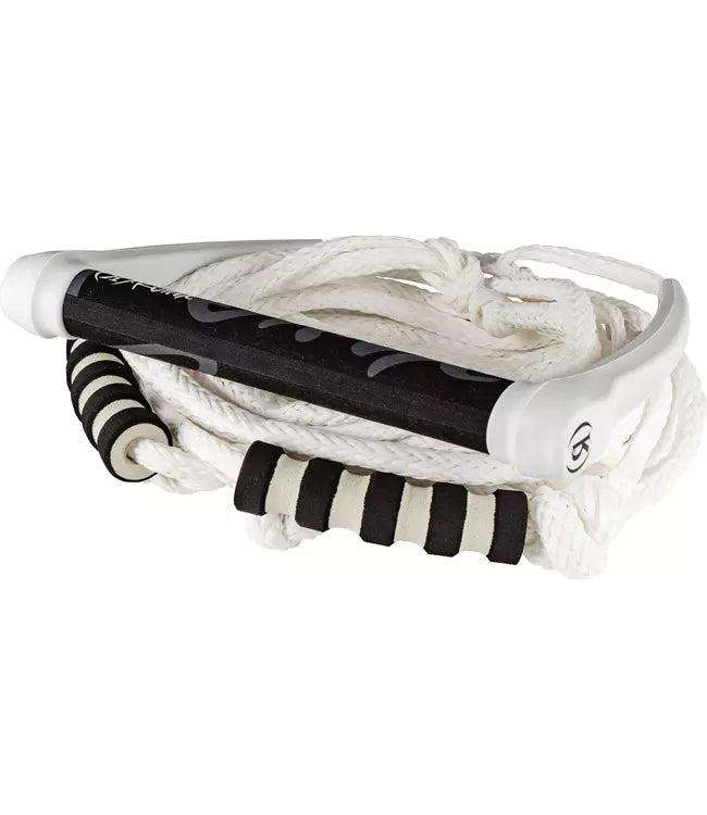 Ronix Silicone Surf Rope and Handle in Whiteout - 25ft 4-section line with 11in hide grip handle