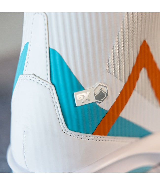 Liquid Force Vertex 6X Wakeboard Boots in White - close detail of the upper material and finish