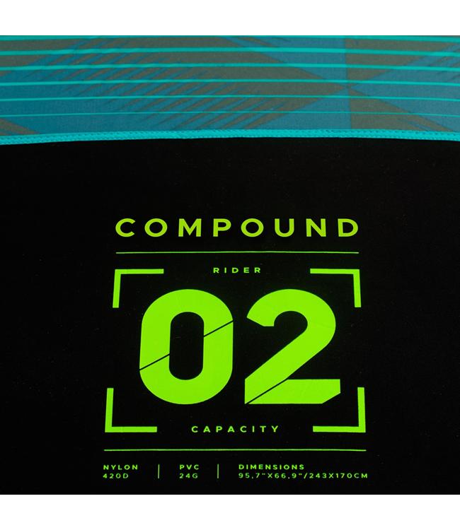 Jobe Compound 2-person ski tube - close detail of 840D nylon cover and double-stitched seams