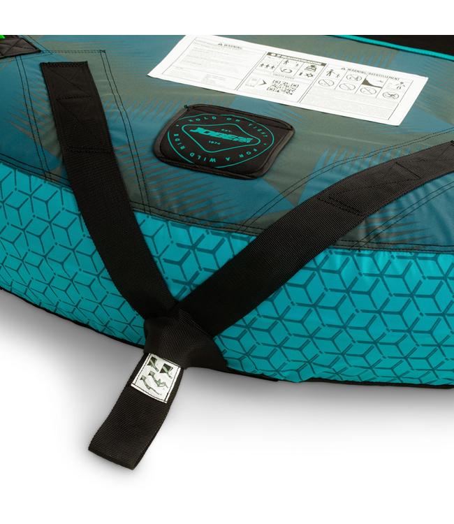 Jobe Compound 3-person ski tube - close detail of neoprene knuckle guard handle