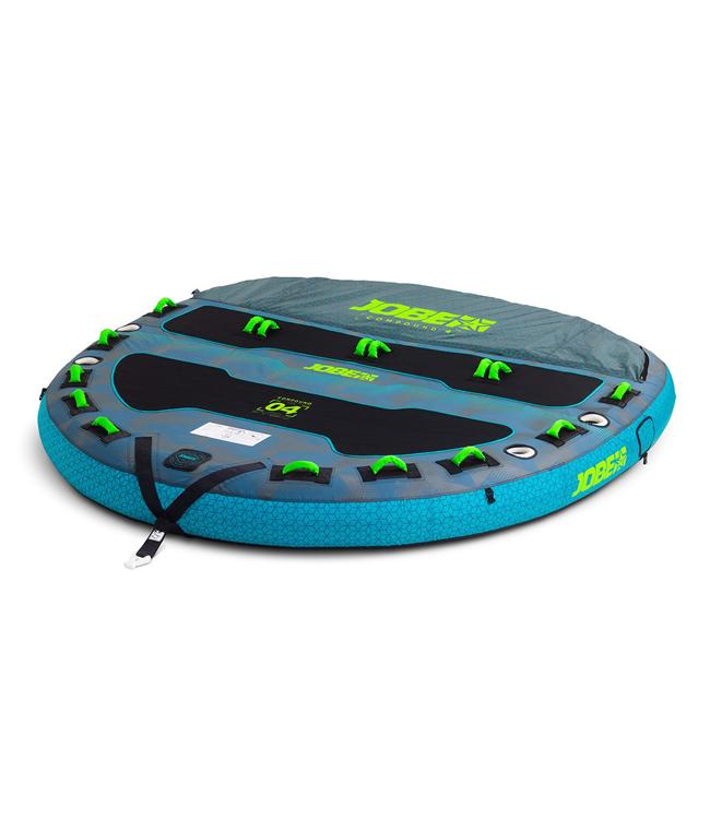 Jobe Compound 4-person ski tube - alternate angle with backrest deflated for flat deck mode