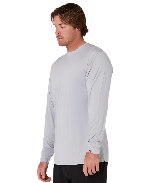 Follow Sun Tee Long Sleeve Light Grey Mens - back view showing the long-sleeve rash top