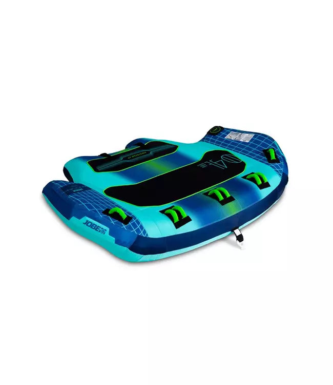 Jobe Airstream 4-person ski tube - studio product shot of full deck with eight handles