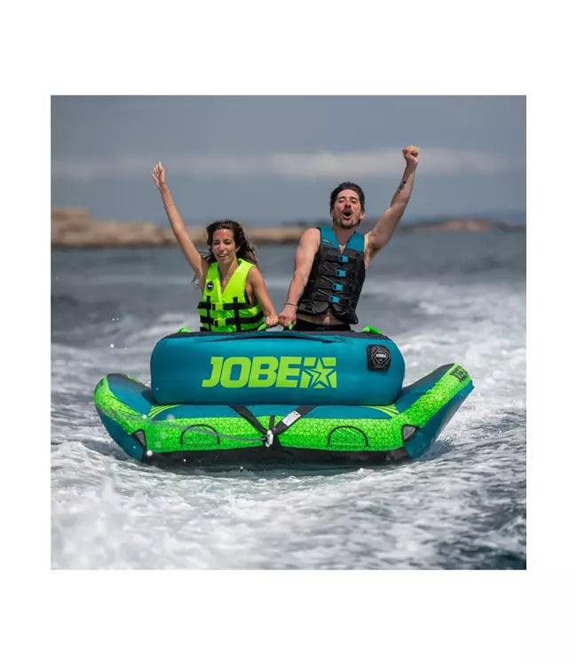 Jobe Binar 2-person ski tube - close detail of handles with neoprene knuckle guards