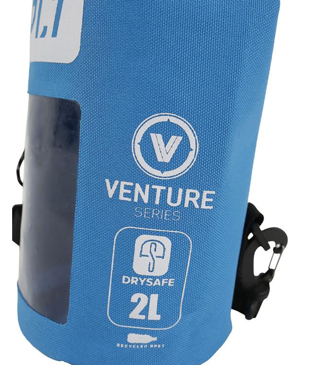 Jetpilot Venture 2L Blue Drysafe Bag rear angle showing carry handle and brand stamp