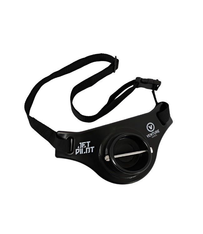 Jetpilot Venture Fishing Gimbal belt-mounted rod holder showing padded pad and reinforced rod cup