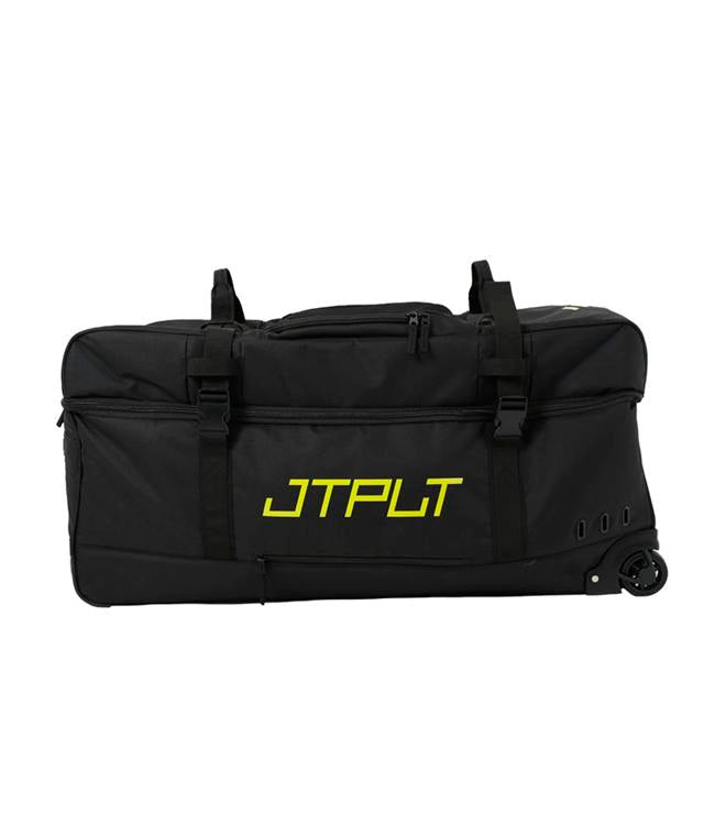Jetpilot Vault 180L Black Gear Bag full zip closure detail showing oversized lockable pulls