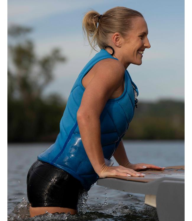 Follow Atlantis Blue Womens Life Vest worn during a deep-water start behind the boat