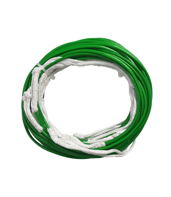 Follow Pro Wake Rope Green - top view of the 75ft non-stretch 4mm PU-coated wakeboard mainline