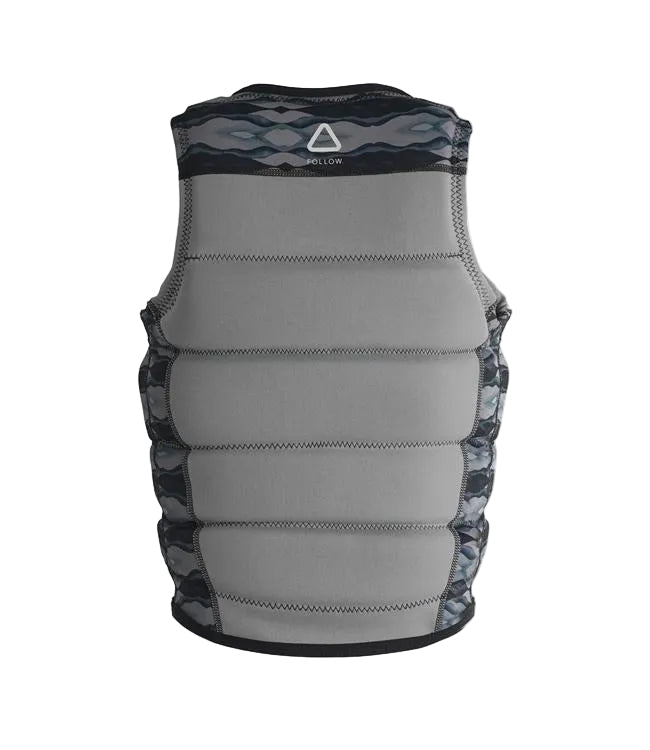 Follow Harmony Grey River Womens Life Vest - back view of Level 50S certified segmented foam panels