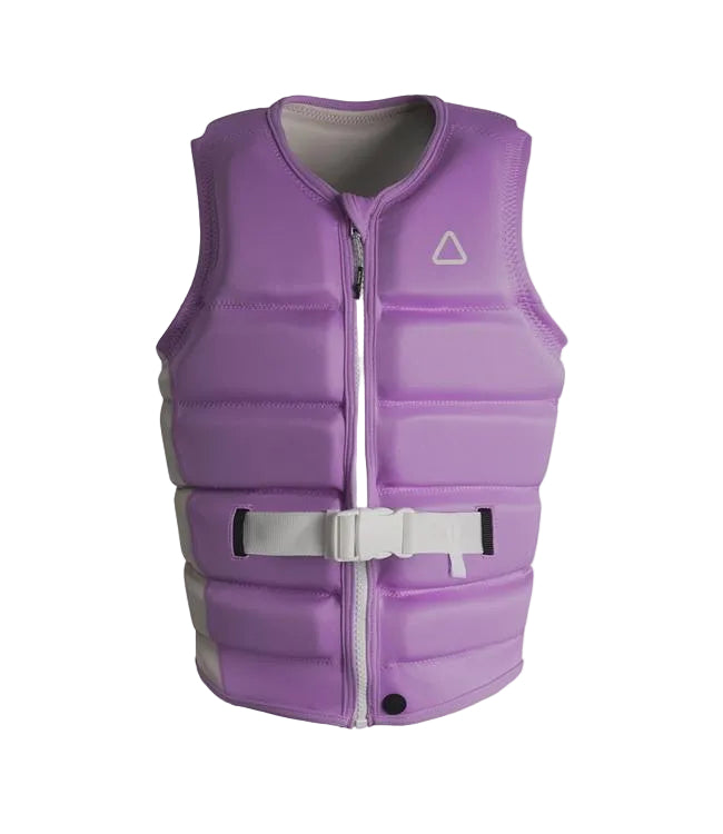 Follow Corp Purple Womens Life Vest - front view of Level 50S certified segmented foam flex panels