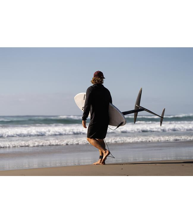 Follow Sun Hood Long Sleeve Black Mens worn on the water for full-coverage sun protection