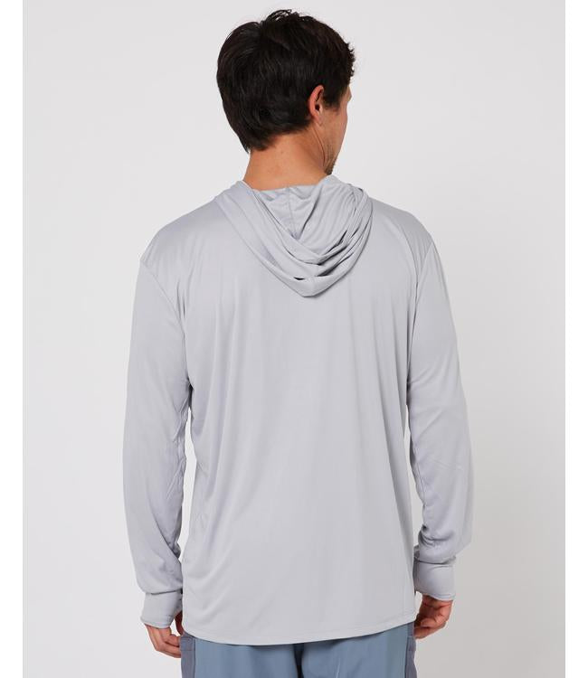 Follow Sun Hood Long Sleeve Light Grey Mens - side view of the lightweight UV-protective fabric