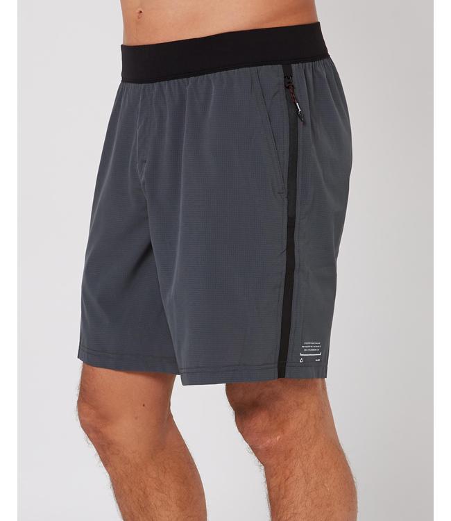 Follow Tech Shorts Stone Mens - side view of the stretch quick-dry board short fabric