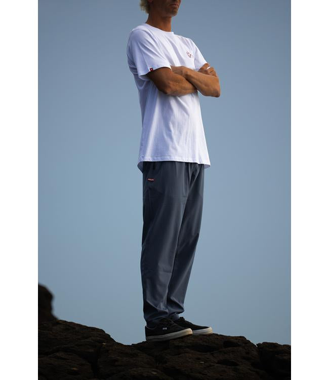 Follow Tech Pant Alloy Mens worn on the water for a full day of riding behind the boat