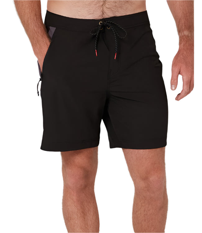 Follow Water Boardies Black Mens - back view showing the boardshorts and elastic waistband