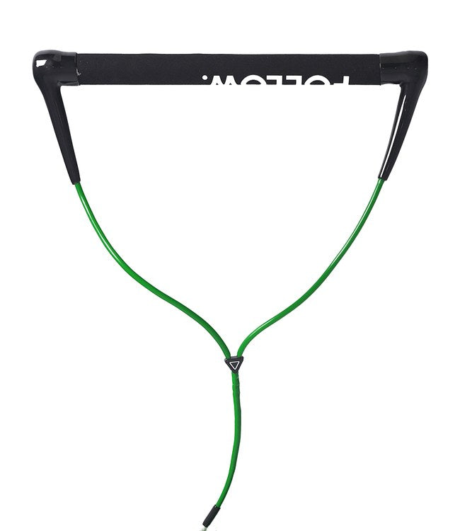 Follow Pro Wake Handle Green - studio view of the 15-inch wakeboard handle with suede grip