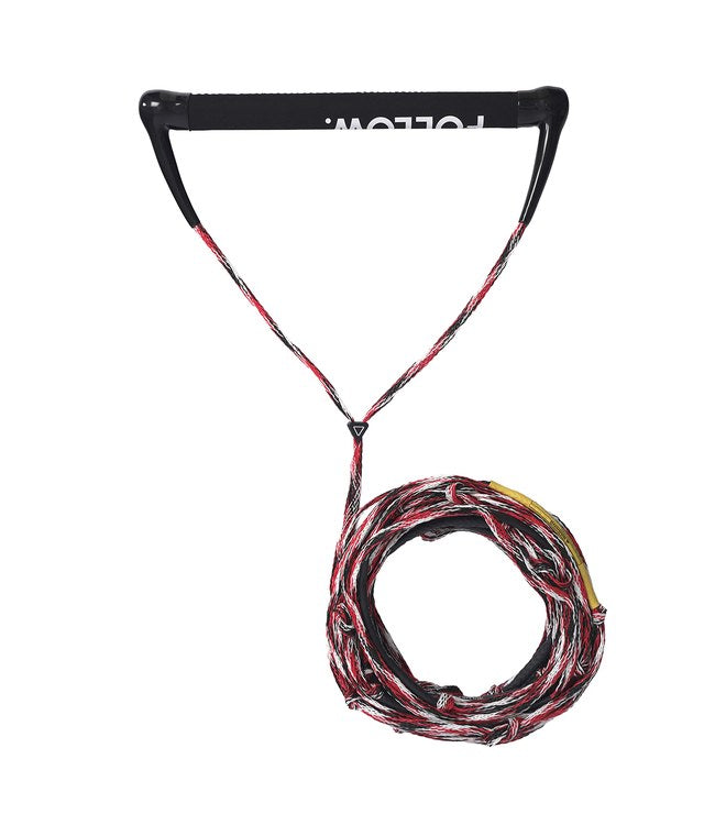Follow Team Package Red/Oval - top view of the wake rope and 15-inch suede Team handle combo