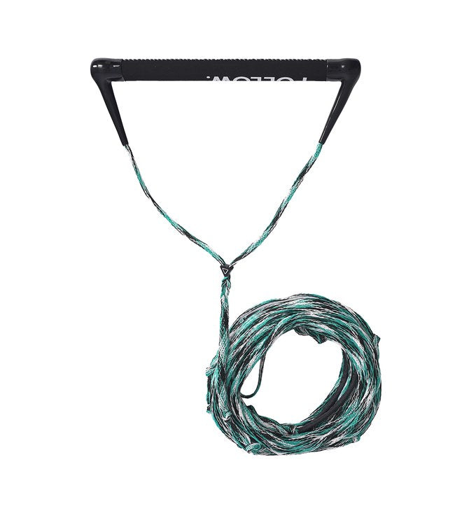 Follow Team Package Teal/Hex - top view of the wake rope and 15-inch suede Team handle combo