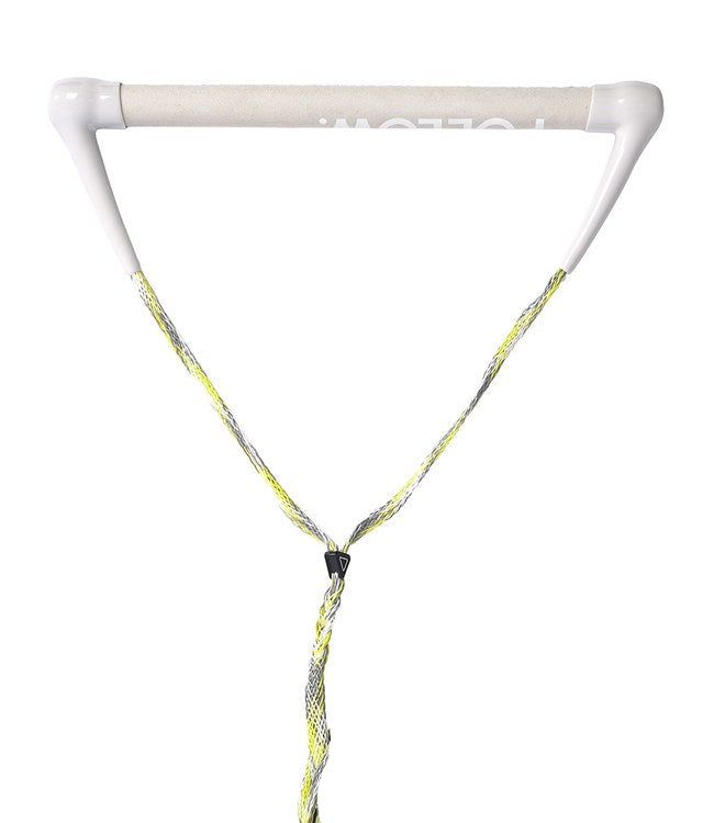 Follow Team Wake Handle Fluro/Circle - studio view of the 15-inch narrow suede wakeboard handle