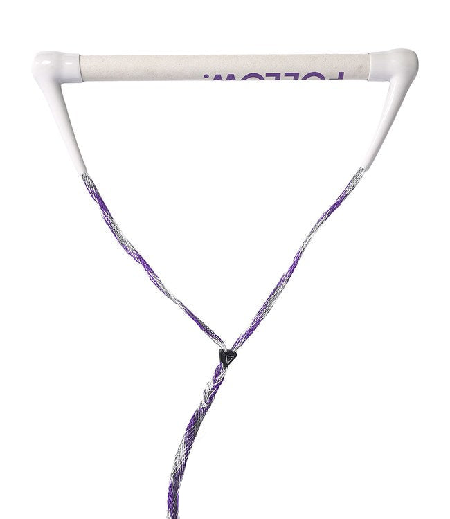 Follow Team Wake Handle Purple/Circle - studio view of the 15-inch narrow suede wakeboard handle