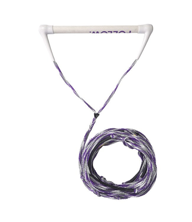 Follow Team Package Purple/Circle - top view of the wake rope and 15-inch suede Team handle combo