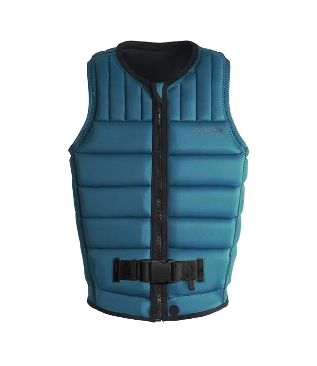 Follow Total Blue Mens Life Vest - front view of Level 50S certified segmented foam panels