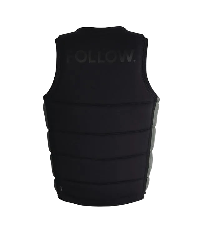 Follow Section Black/Petina Mens Life Vest - back view showing segmented foam panels and side straps