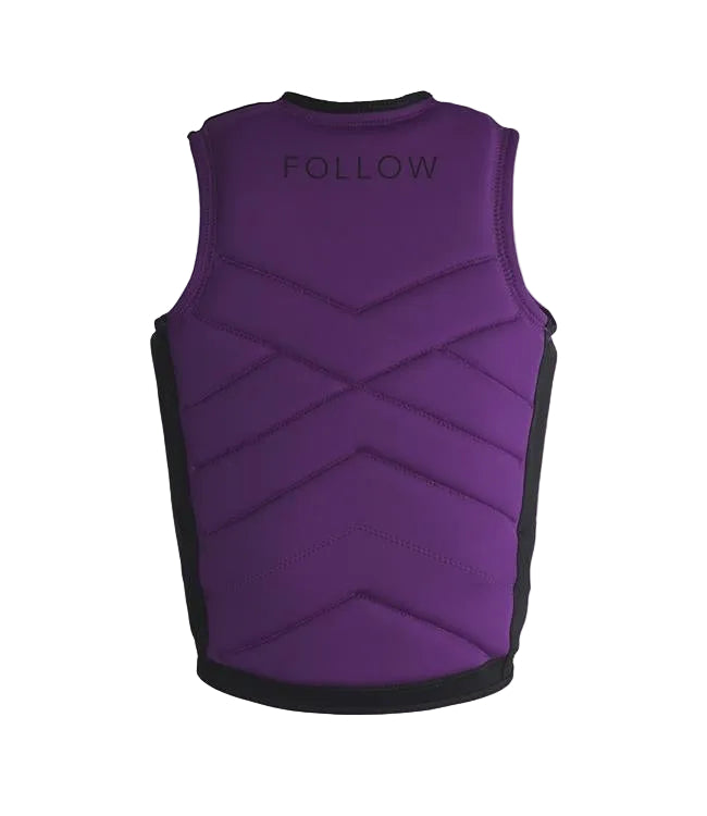 Follow Cleo Grape Womens Life Vest - back view showing the segmented flex panels and side adjustment