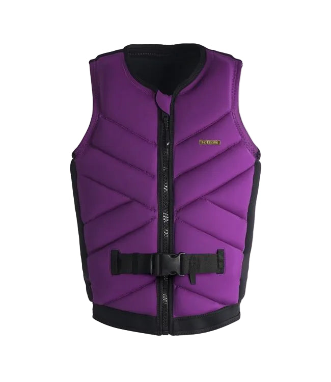Follow Cleo Grape Womens Life Vest - front view of Level 50S certified fully segmented foam panels